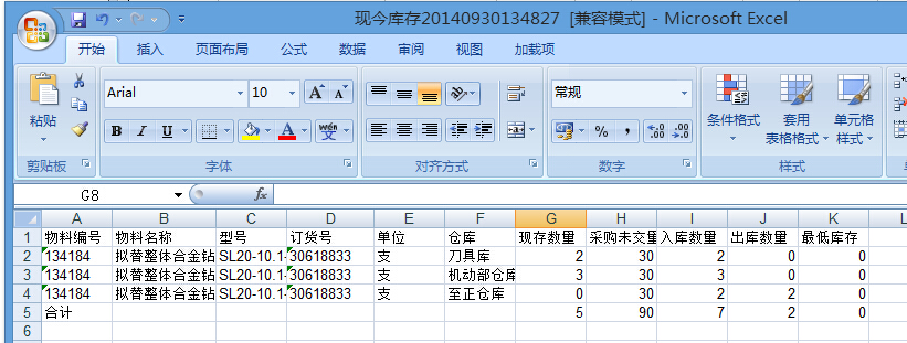 現今庫存