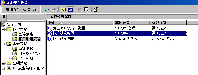 本地安全策略編輯器里的賬戶策略設置