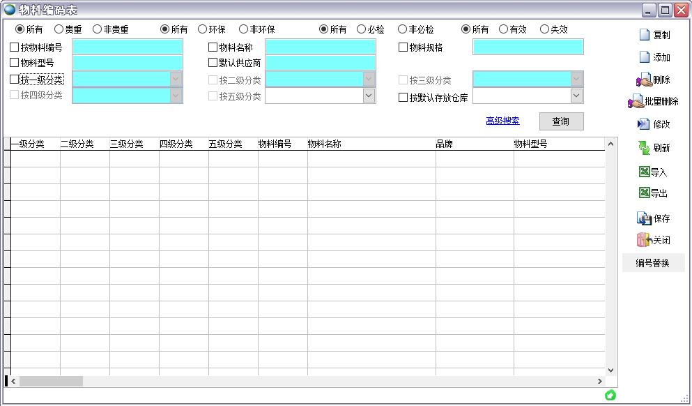 物料編碼表