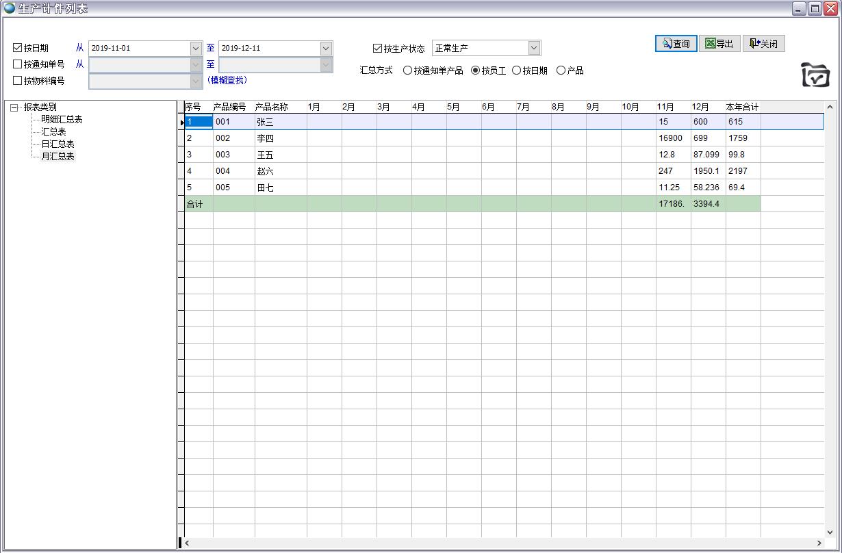 生產計件列表